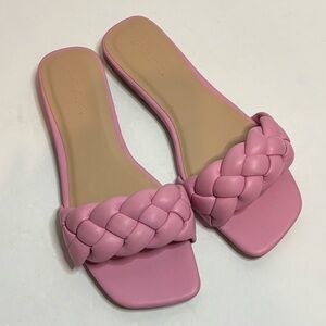 SODA Light Pink Braided Strap Slide Flat Sandals 8.5